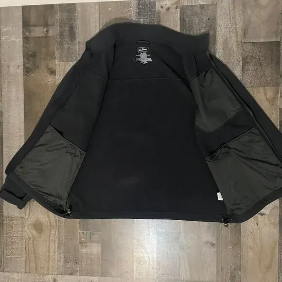 LL Bean Men's Windproof Performance Jacket Softshell Fleece Lined Coat XL Black